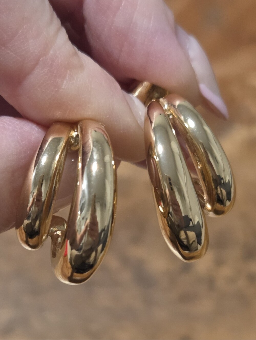 Anthropologie Gold-Tone Double Hoop Earrings